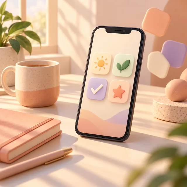 휴대폰과 일상 소품을 담은 Apps 콘셉트 아트